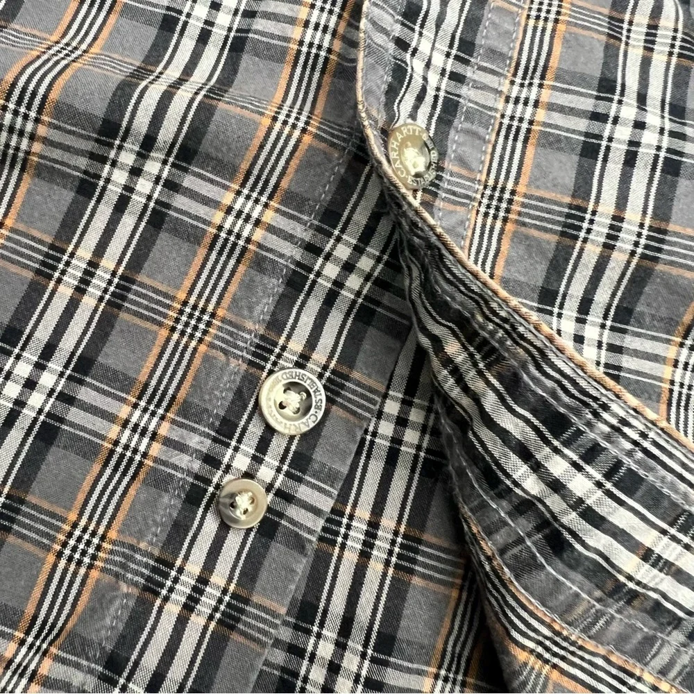 Carhartt men’s plaid 100% cotton flannel button down work shirt 2XL Tall XXL - Picture 5 of 9